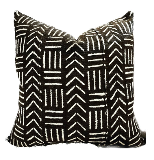 Mila Black and White Mudcloth Pillow Cover, Mali Geometric Print