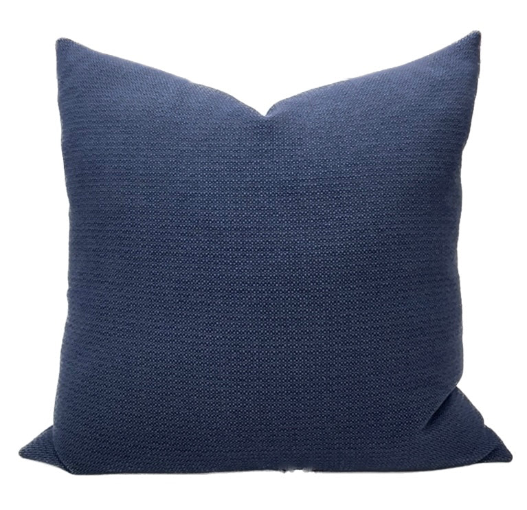 Tahoe Navy Blue Textured Woven Pillow Cover