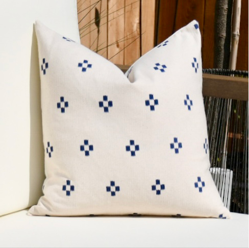 Alise Blue and Cream Dot Pillow Cover
