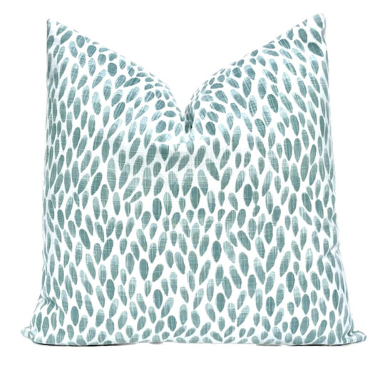 Rayne Aqua and White Dots / Petal Throw Pillow