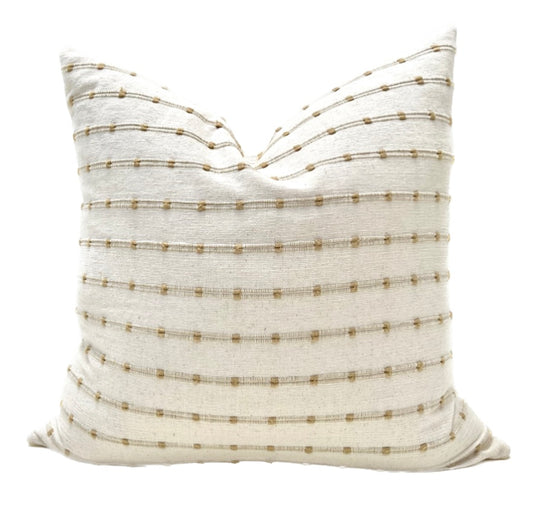 Ari Stripe Woven Pillow Cover - Natural Beige with Tan Stripe