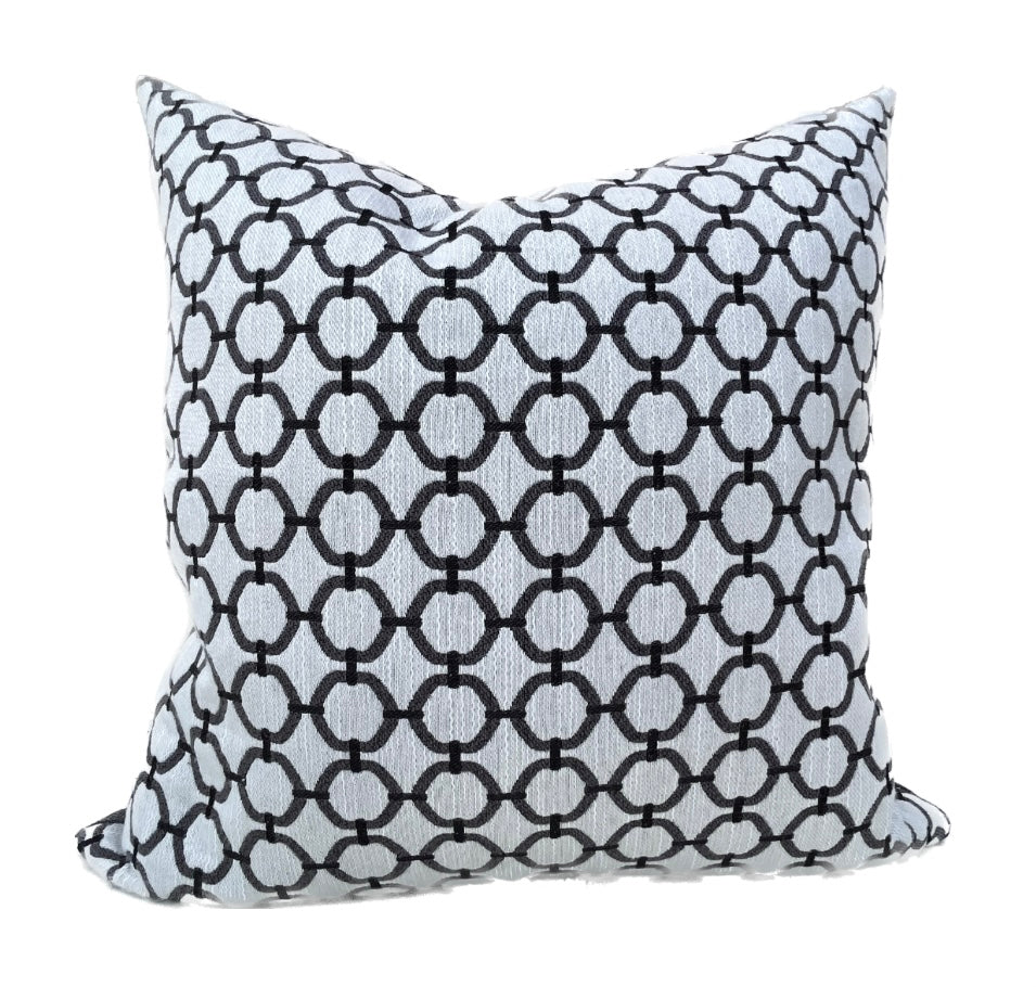 Charcoal Lattice Grey and Silver Abstract Pillow Cover