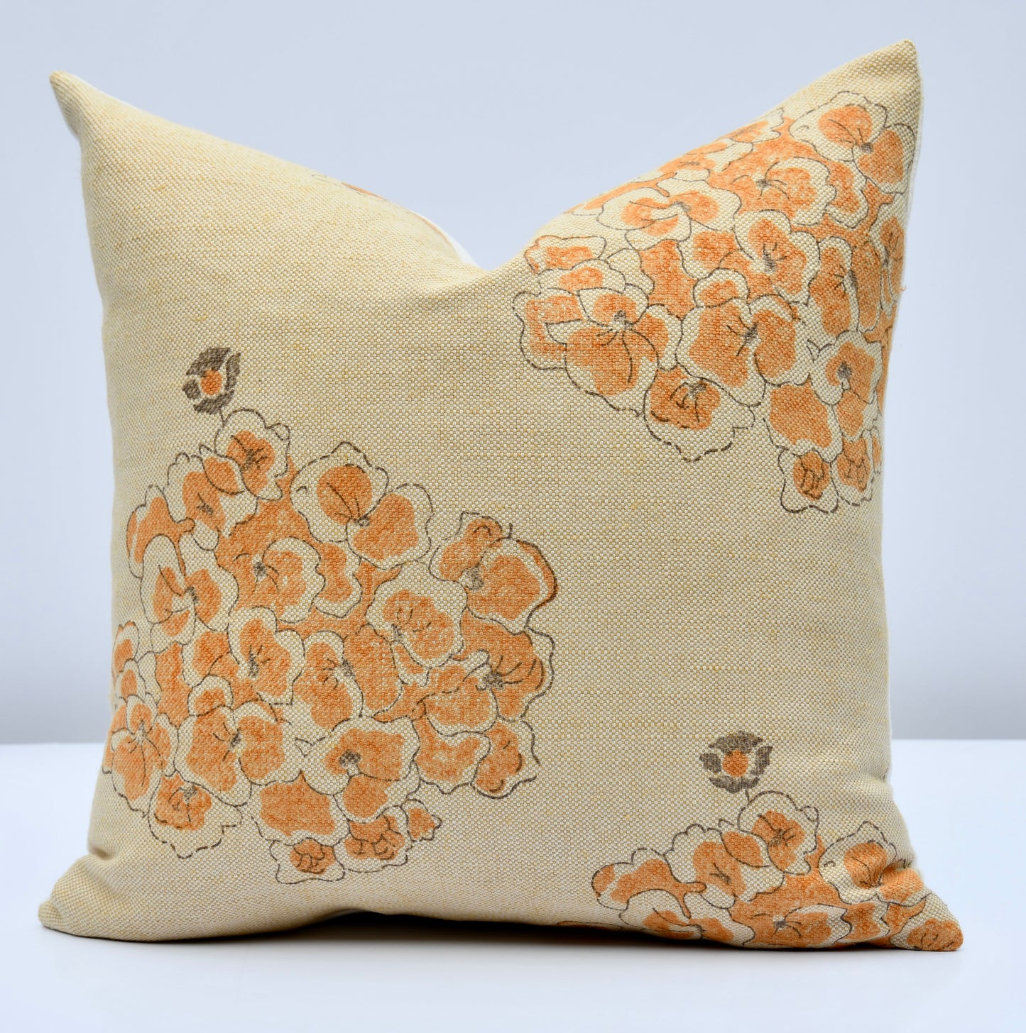 Moon Orchid Orange and Beige Floral Pillow Cover