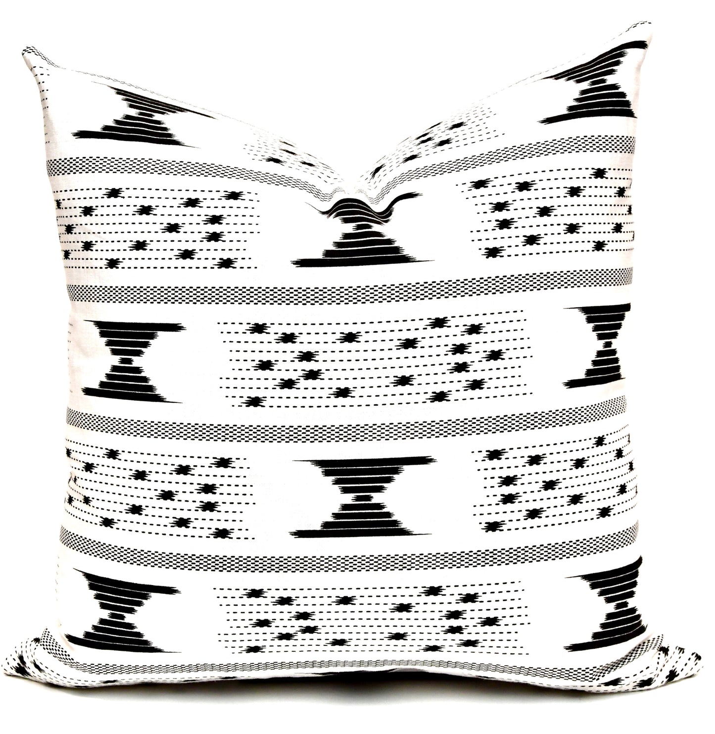 Mae White with Black Geometric Accents Throw Pillow Cover