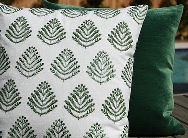 Sequoia Green Fern Embroidered Pillow Covers
