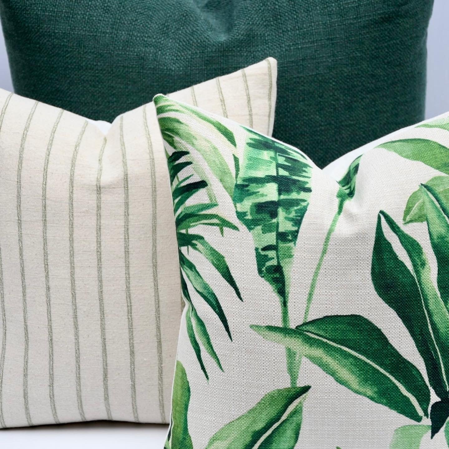 Willow Green and Cream Stripe Woven Pillow Cover