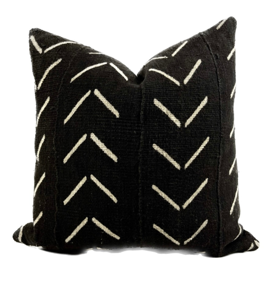 Samara Black and White Mudcloth Pillow Cover, Geometric Chevron