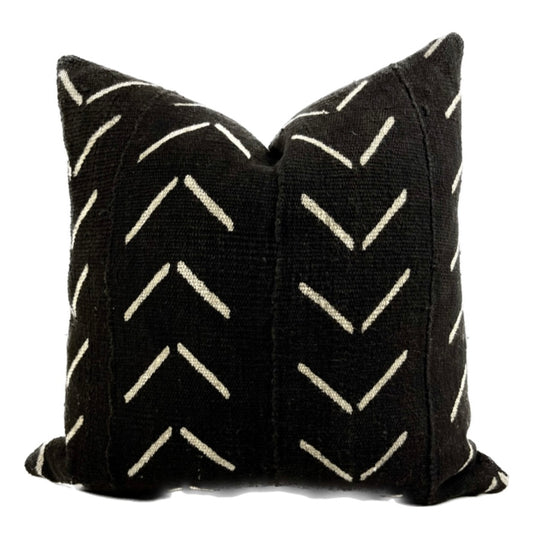 Samara Black and White Mudcloth Pillow Cover, Geometric Chevron