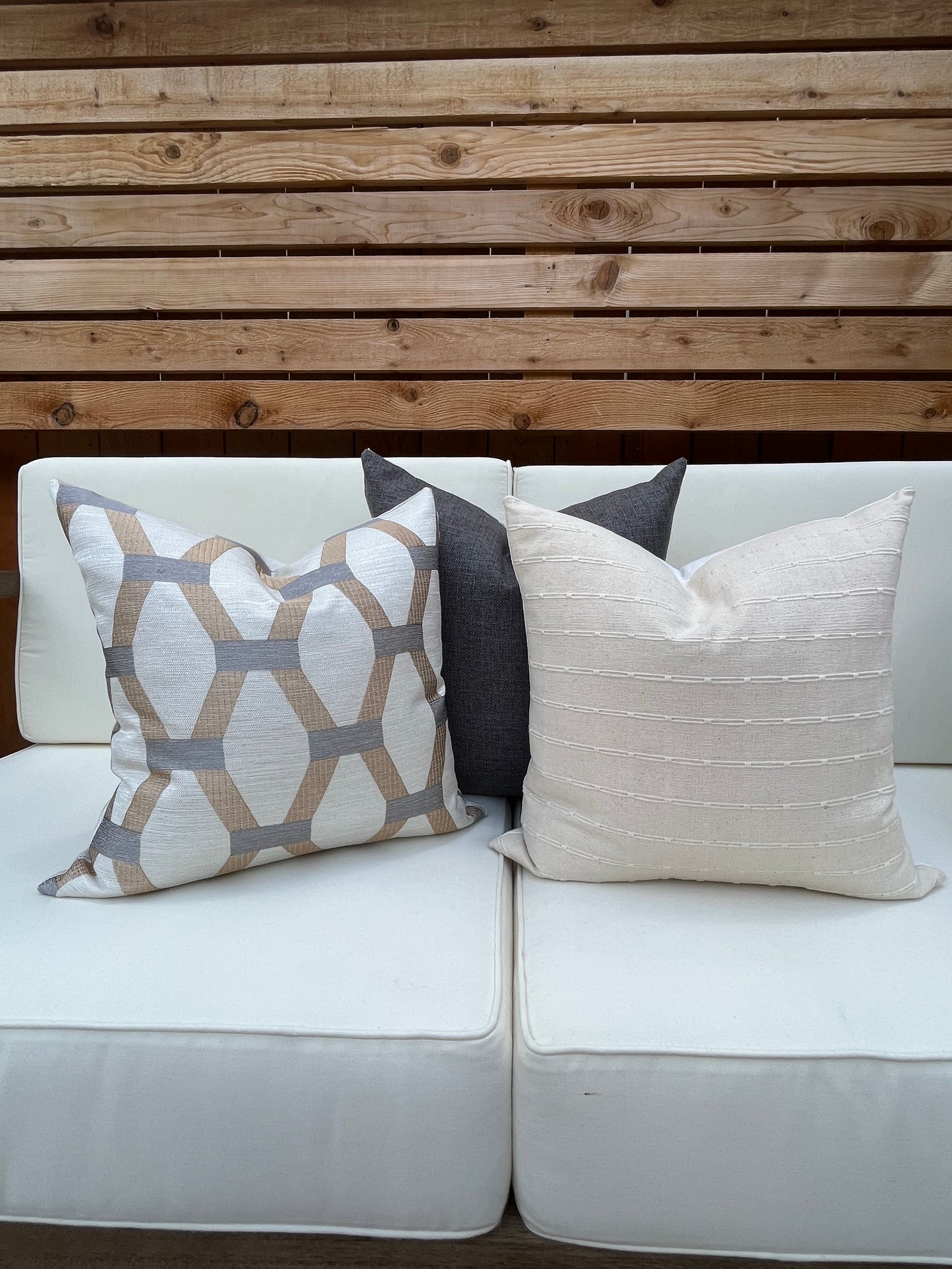 Algarve Gold and Silver Embroidered Pillow Cover - Metallic Hexagon Throw Pillow