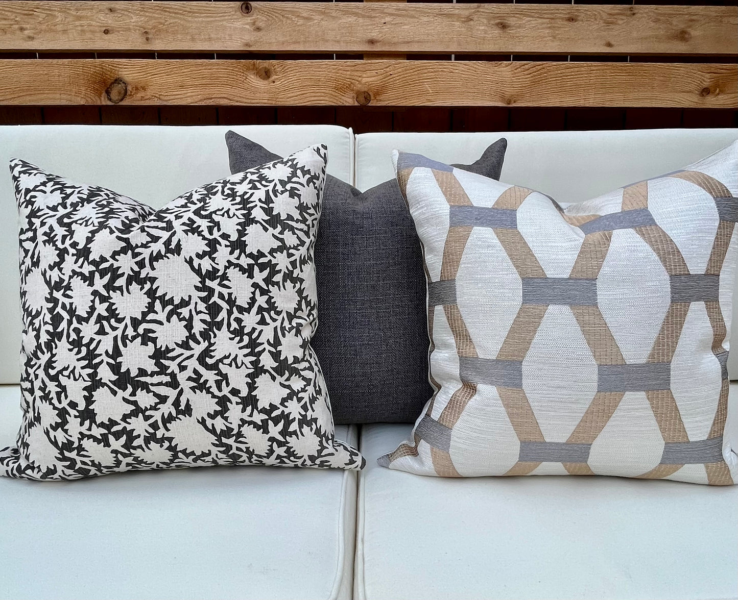 Algarve Gold and Silver Embroidered Pillow Cover - Metallic Hexagon Throw Pillow