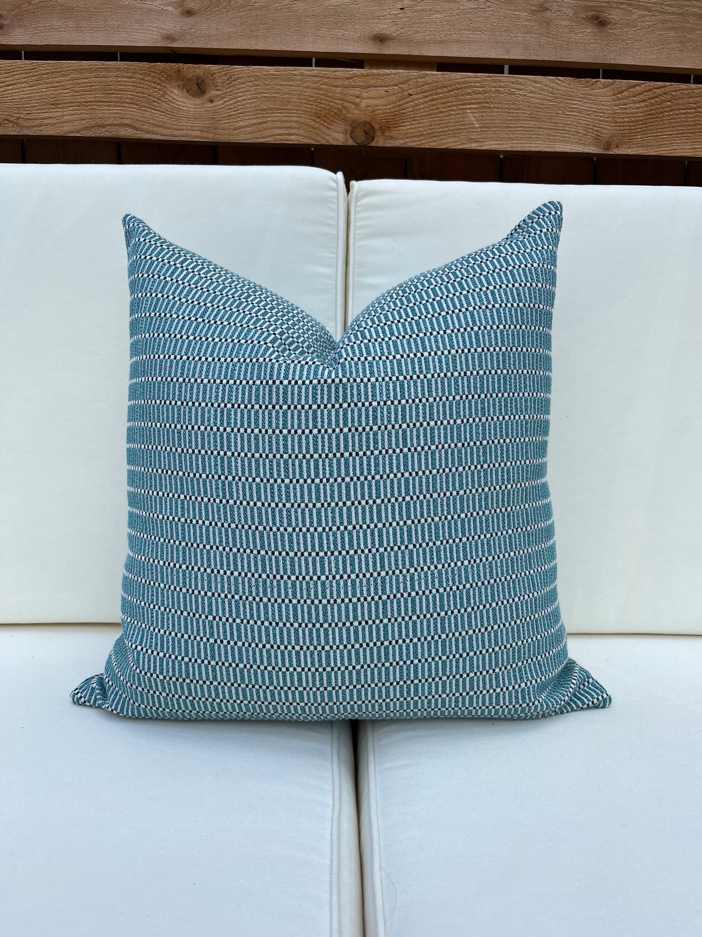 Haverton Aqua Woven Geometric Pillow Cover