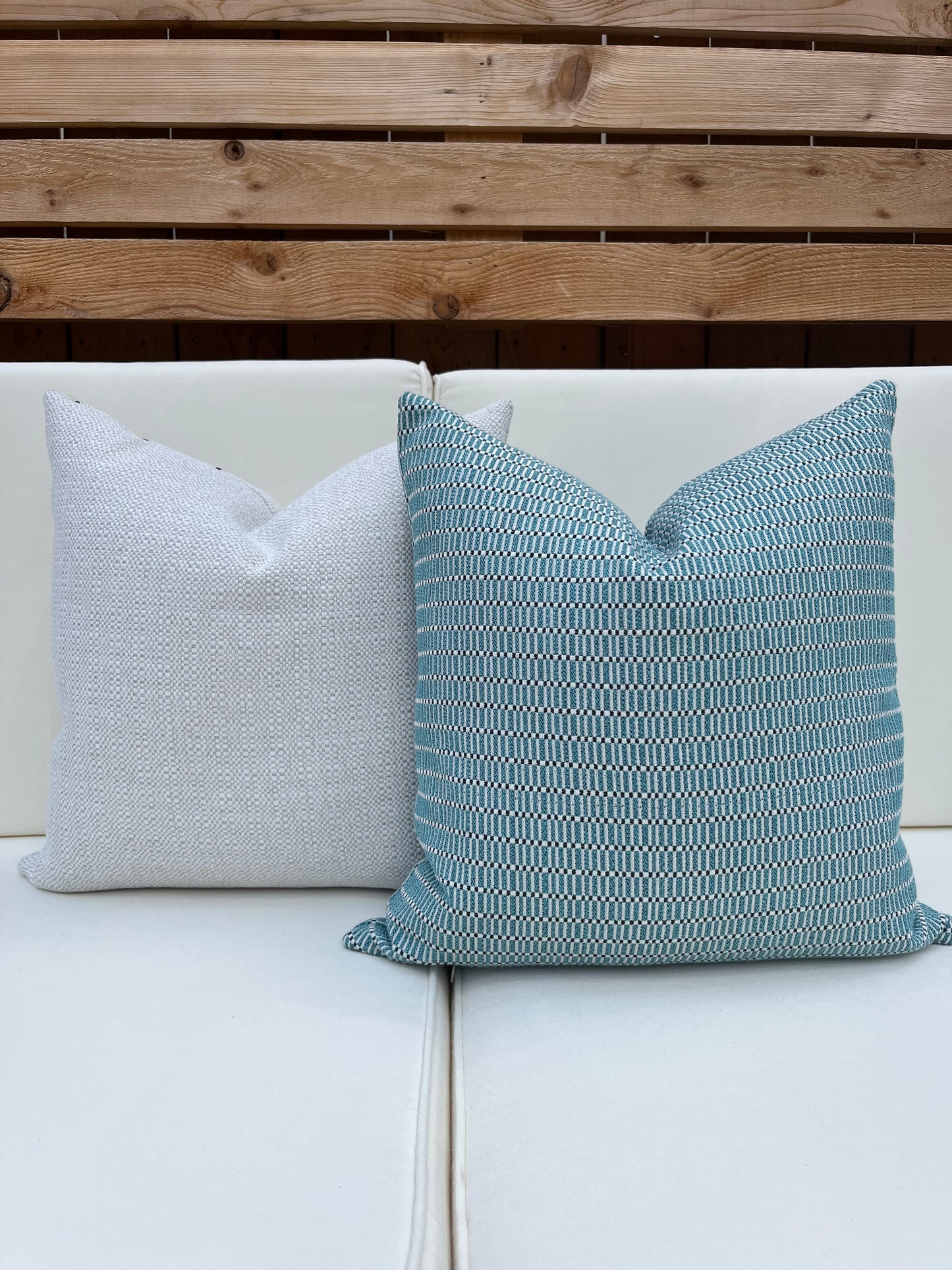 Haverton Aqua Woven Geometric Pillow Cover
