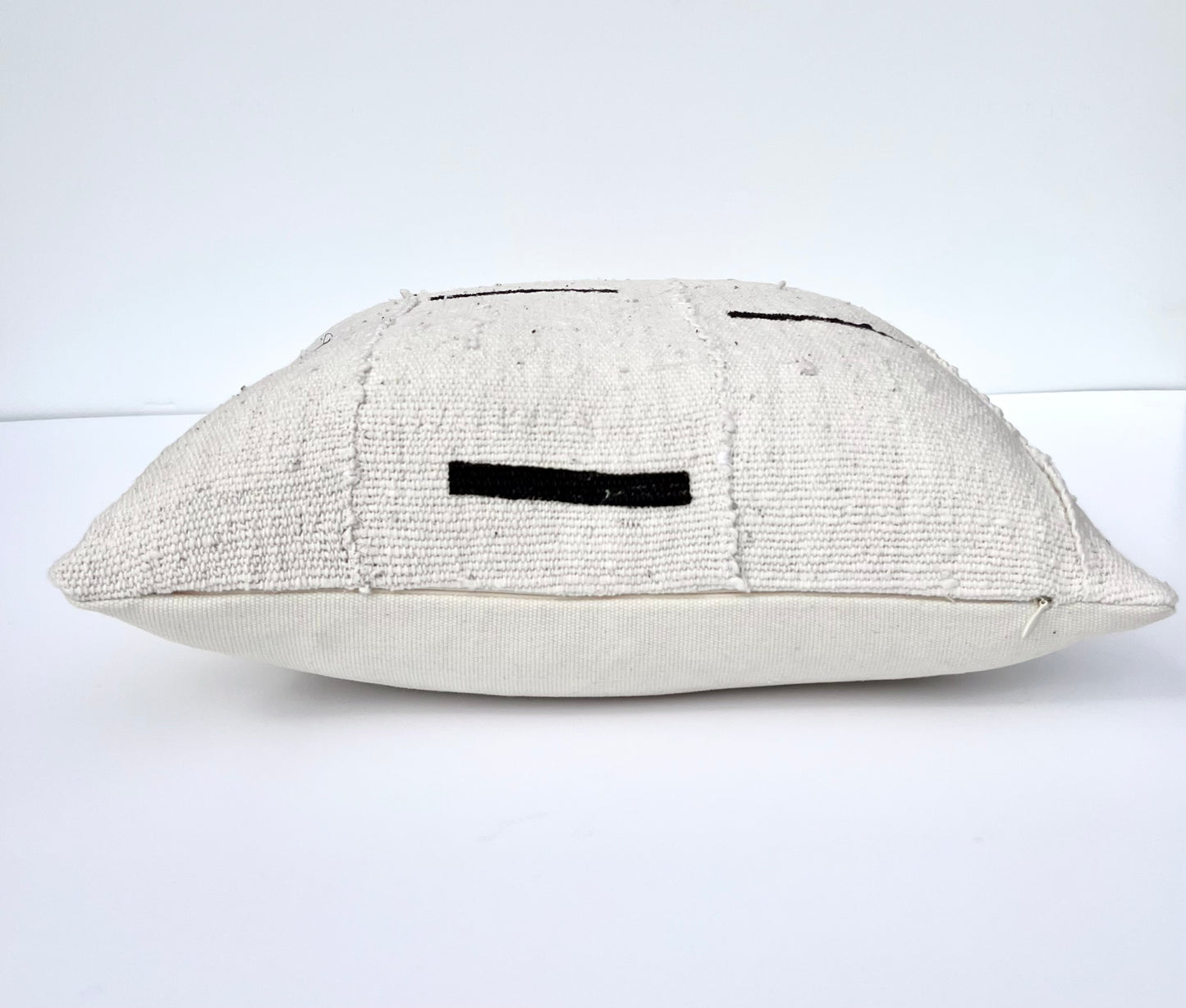 Mina White with Black Dashes African Mud Cloth Pillow Cover, Authentic Malian Mudcloth