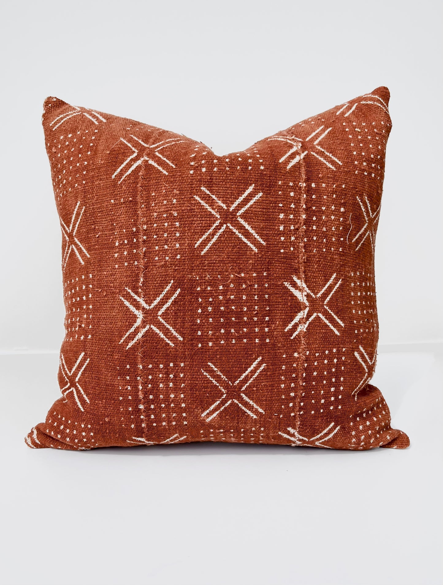 Rust Brown Mudcloth Pillow Cover, Geometric Print - Sienna