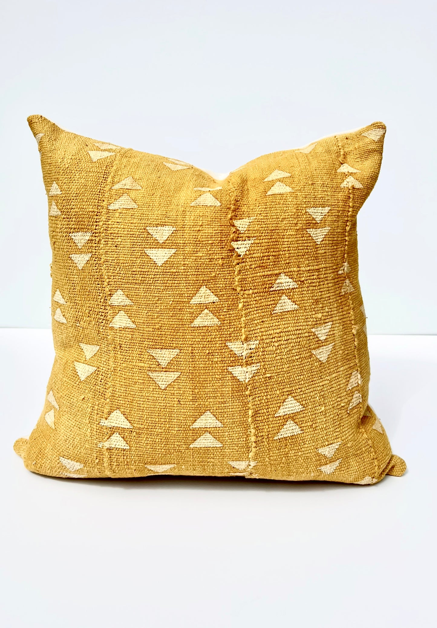 Malia Mustard Yellow Mudcloth with White Triangles Pillow Cover, Geometric