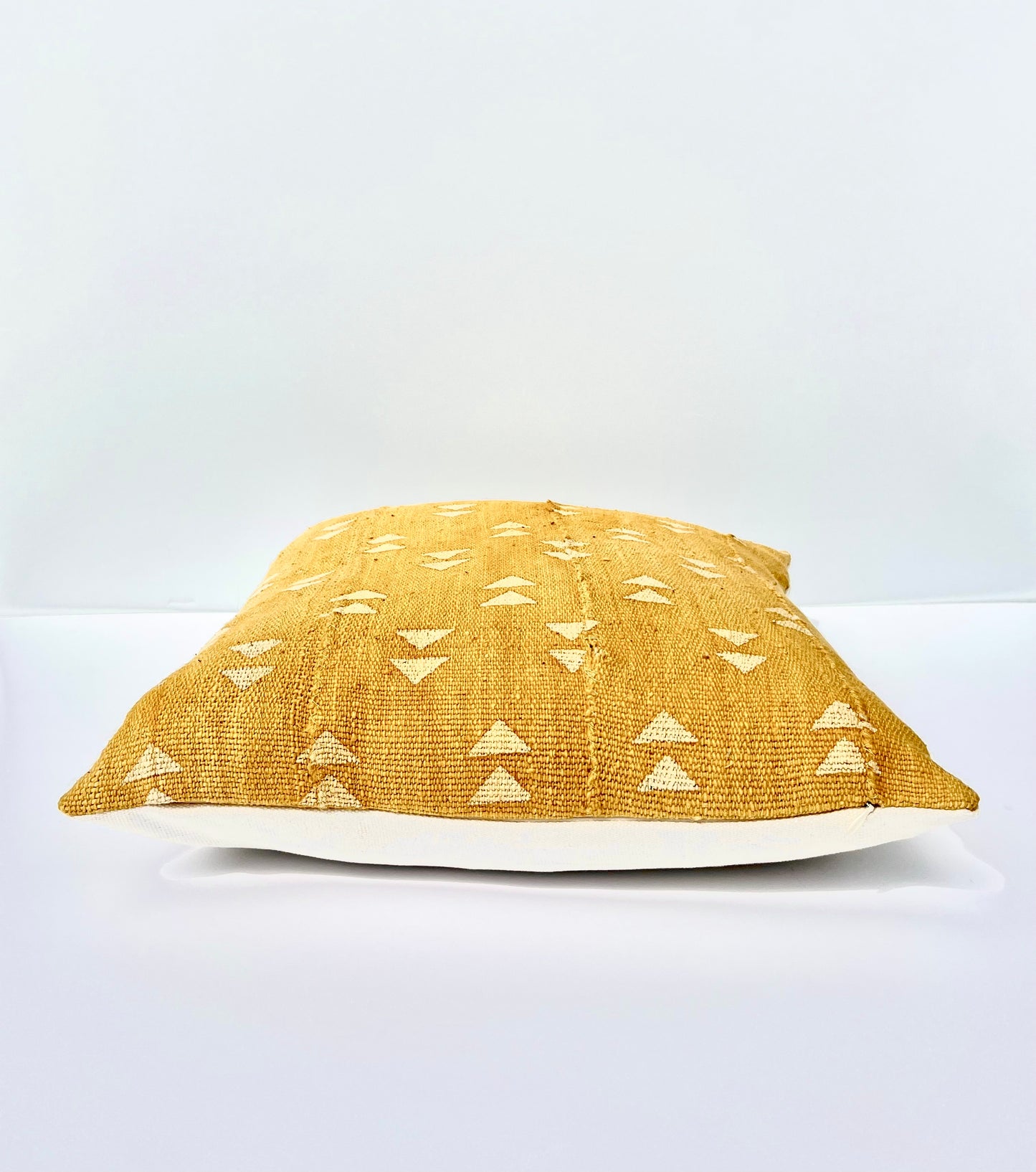 Malia Mustard Yellow Mudcloth with White Triangles Pillow Cover, Geometric