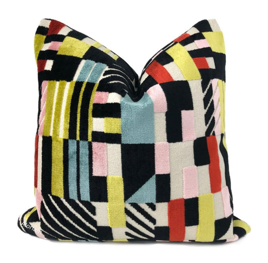 Liv Multicolor Velvet Geometric Pillow Cover
