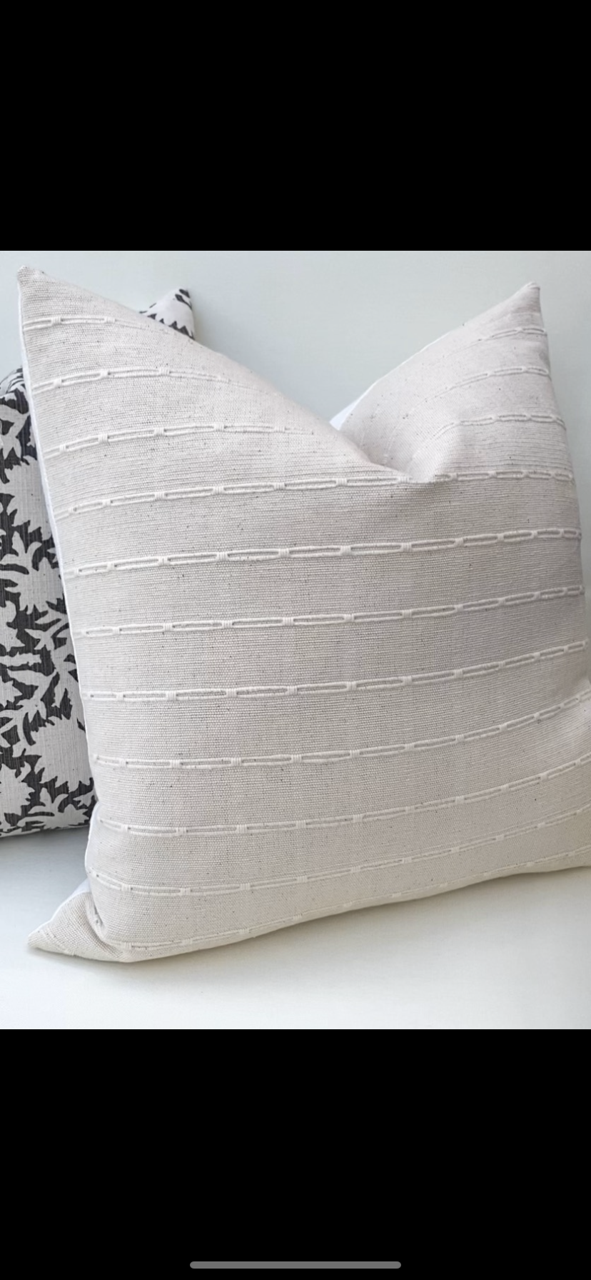 Eve Off White Woven Pillow Cover with Dash Stripes