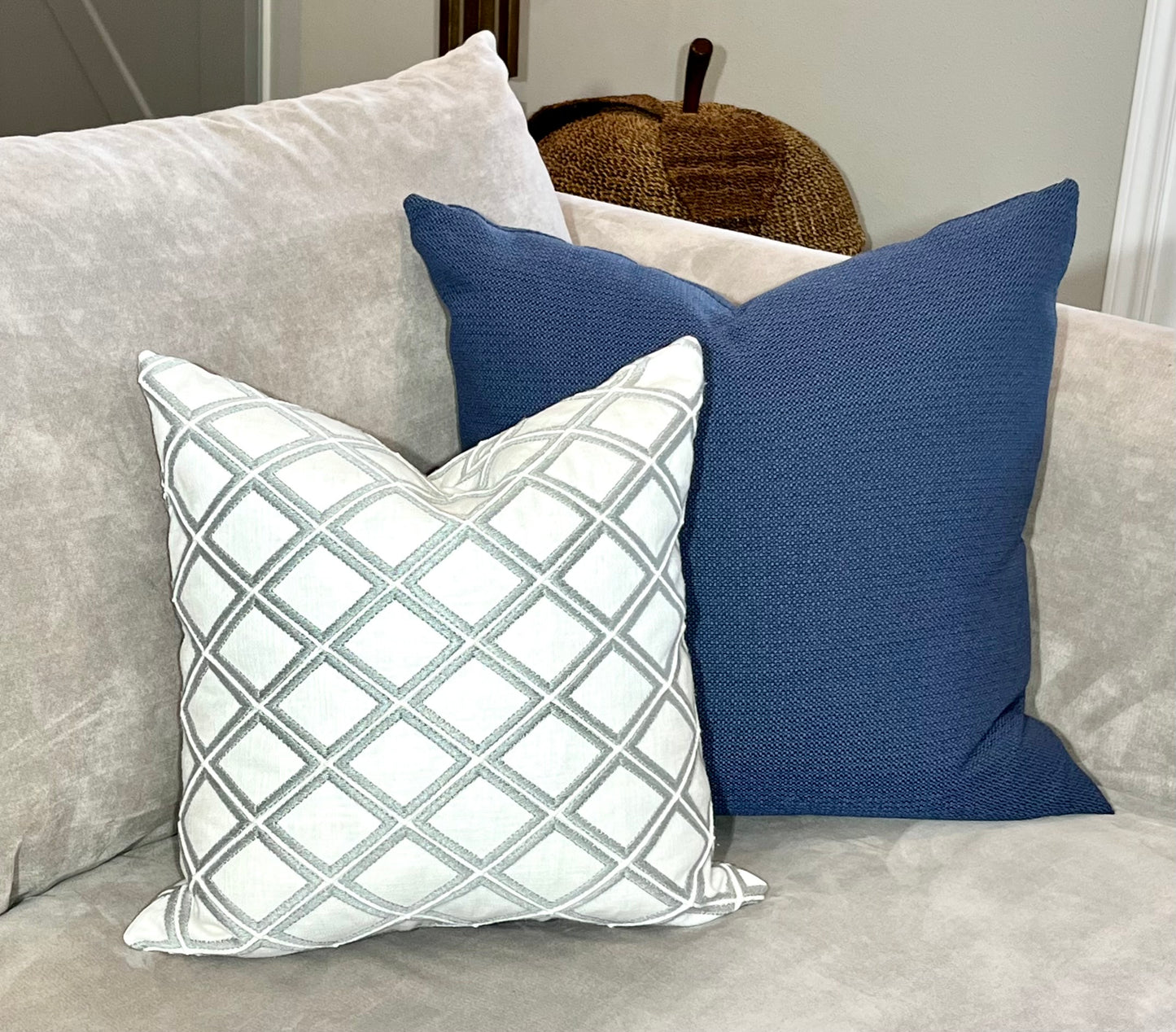 Tahoe Navy Blue Textured Woven Pillow Cover