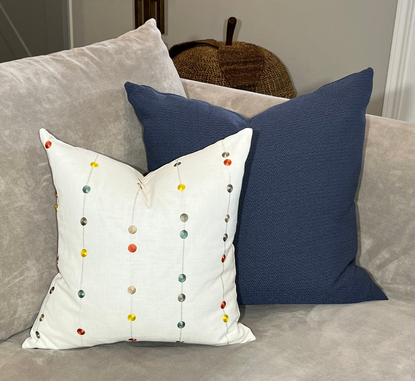 Tahoe Navy Blue Textured Woven Pillow Cover