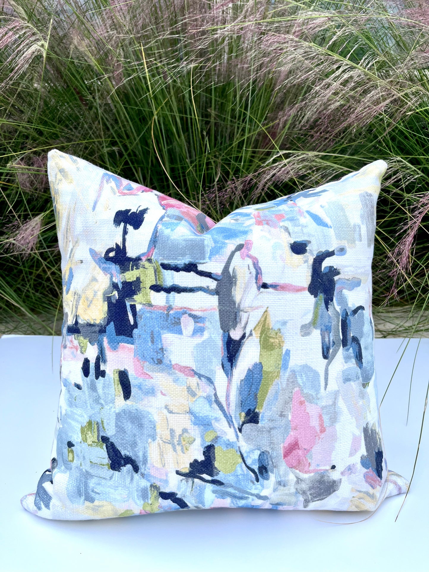 Ella Watercolor Floral Abstract Pillow Cover / Impressionist Artwork / Colorful Rose
