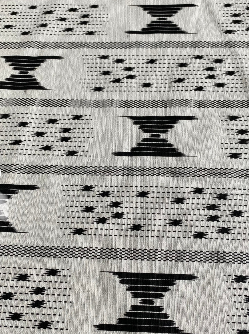Mae White with Black Geometric Accents Throw Pillow Cover