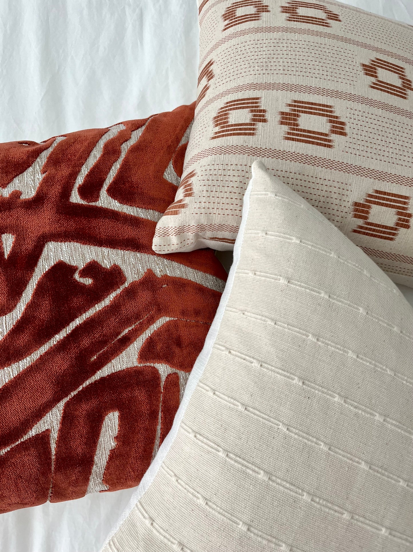 Eve Off White Woven Pillow Cover with Dash Stripes