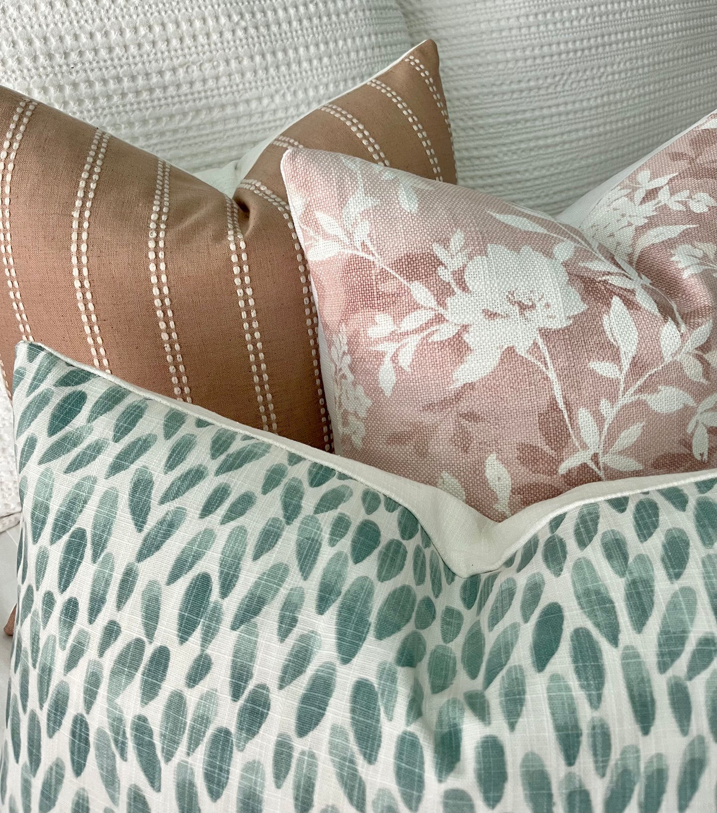 Lisette Taupe and White Stripe Woven Pillow Cover