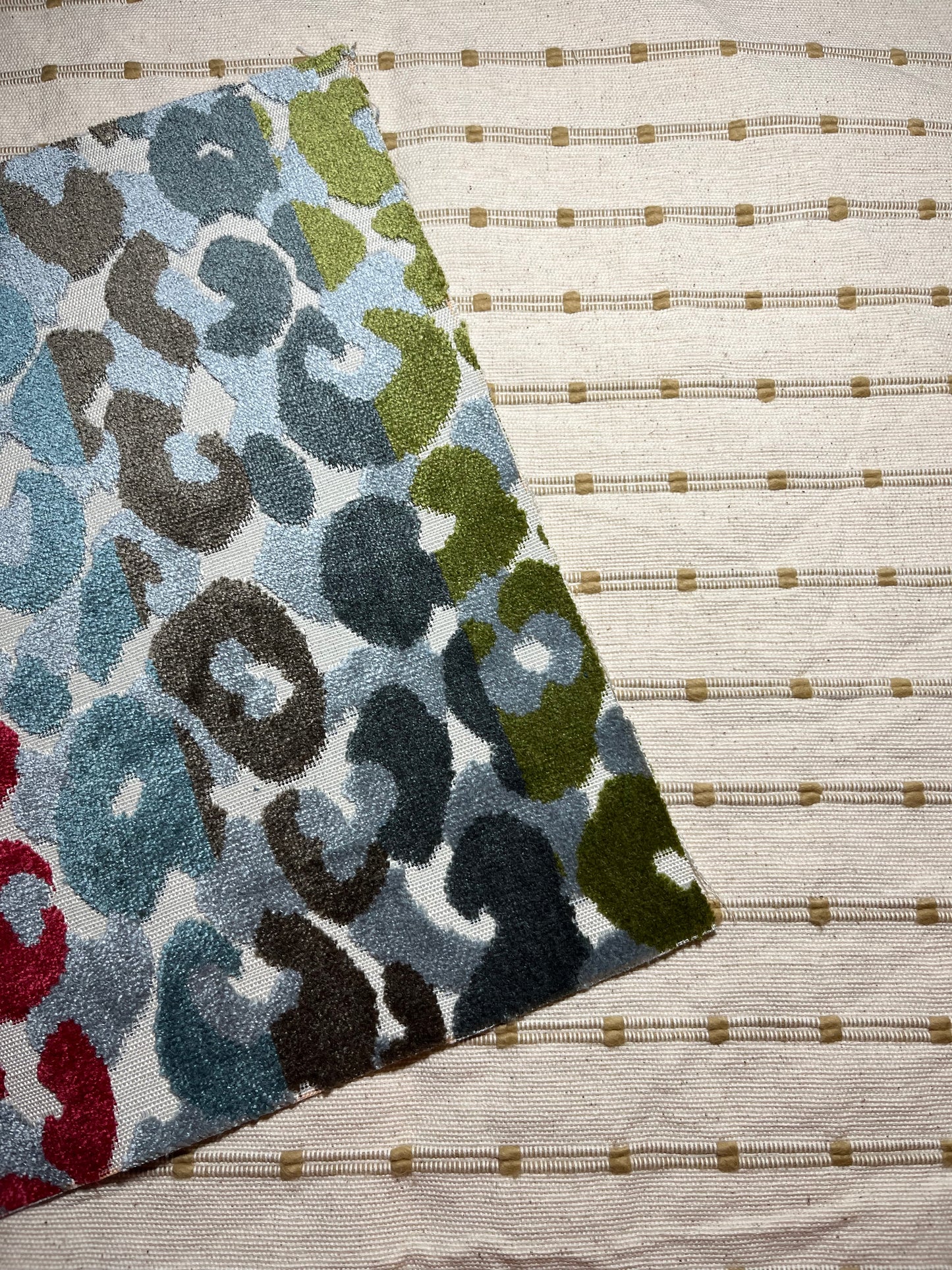 Mia Multicolored Stripe Leopard Velvet Pillow Cover