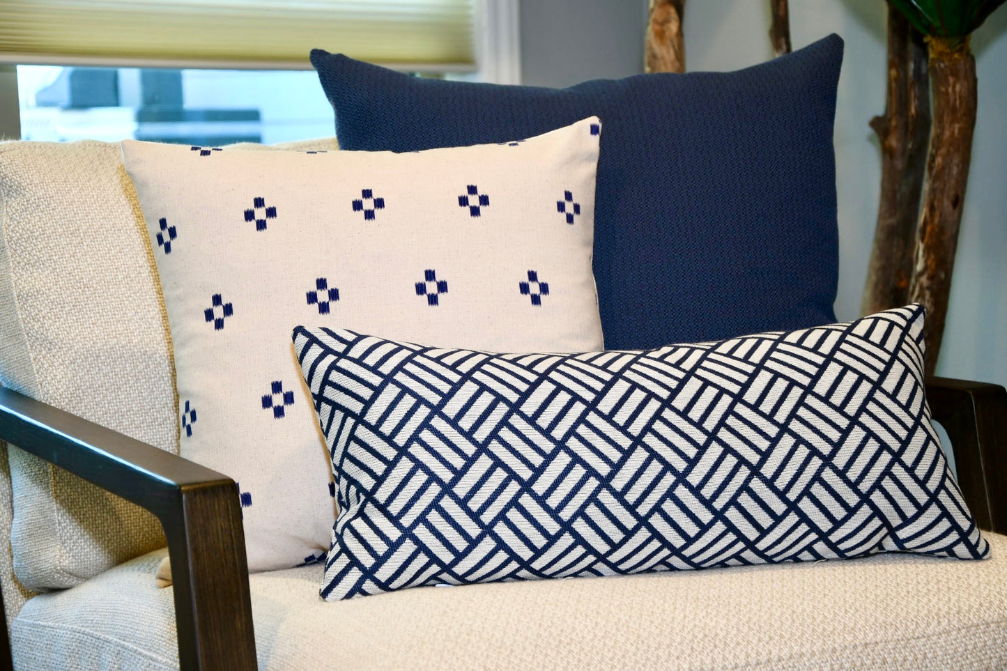 Alise Blue and Cream Dot Pillow Cover