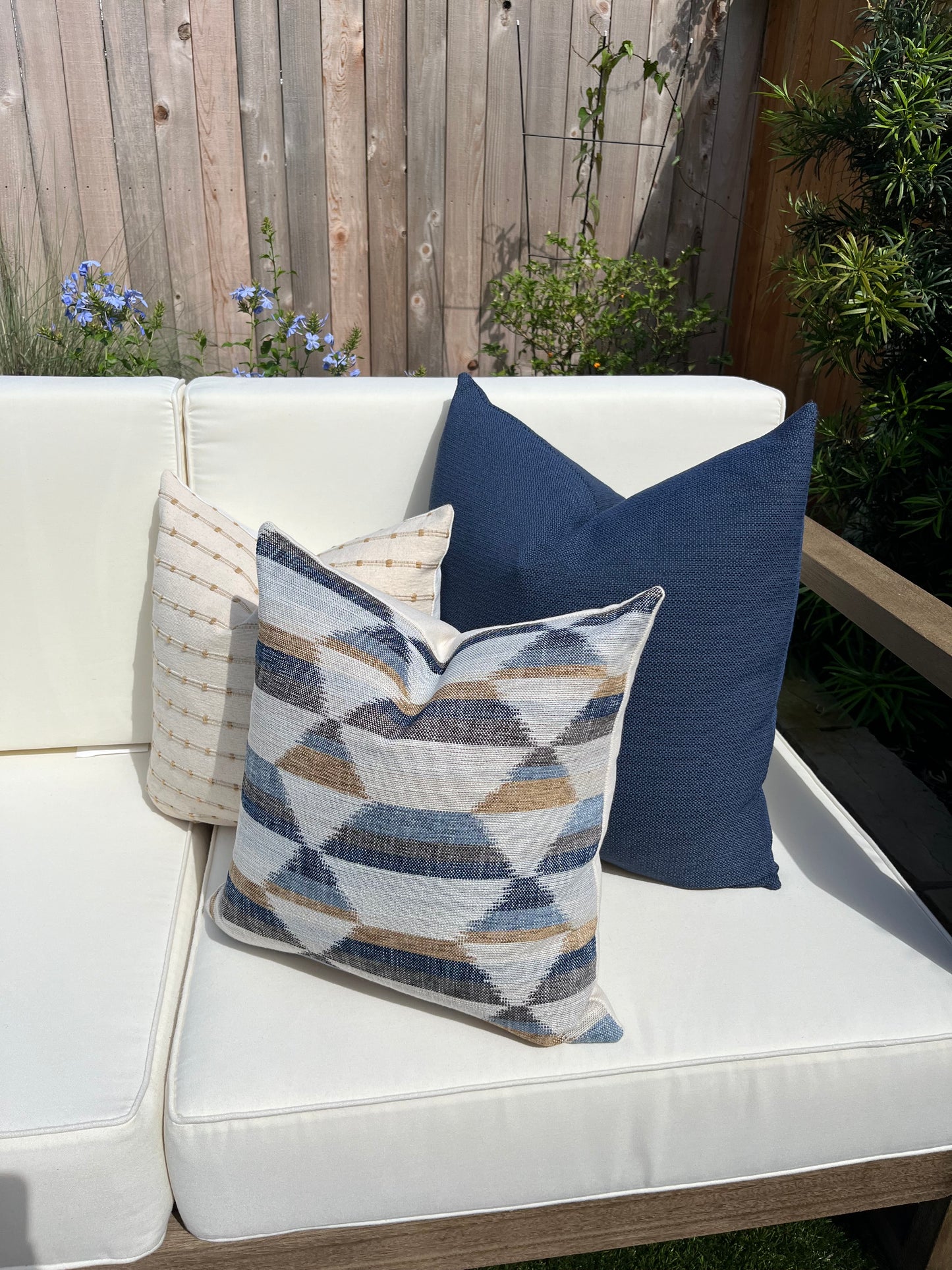 Tahoe Navy Blue Textured Woven Pillow Cover