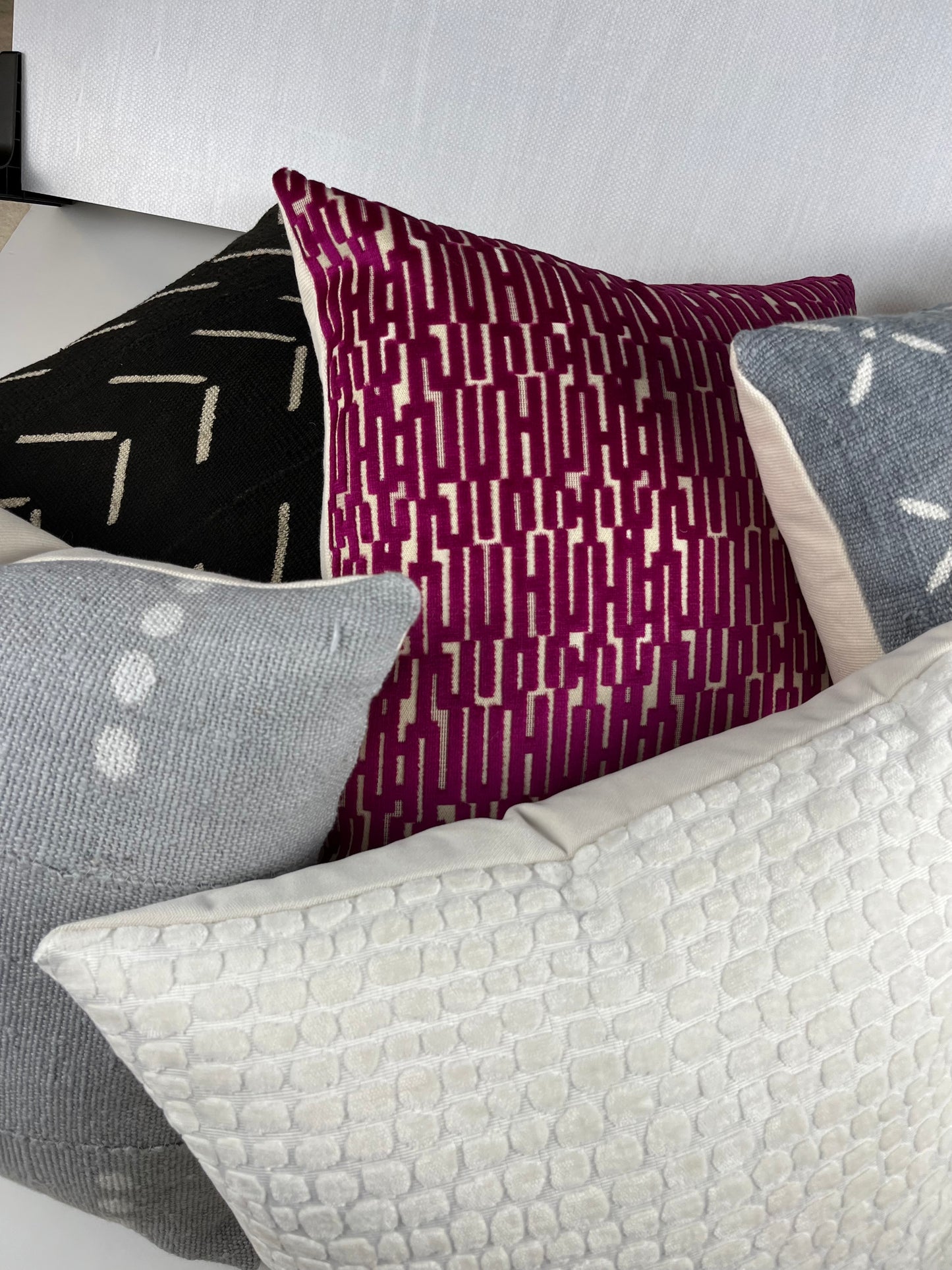 Josephine Ivory Chenille Pebble Pattern Throw Pillow Cover