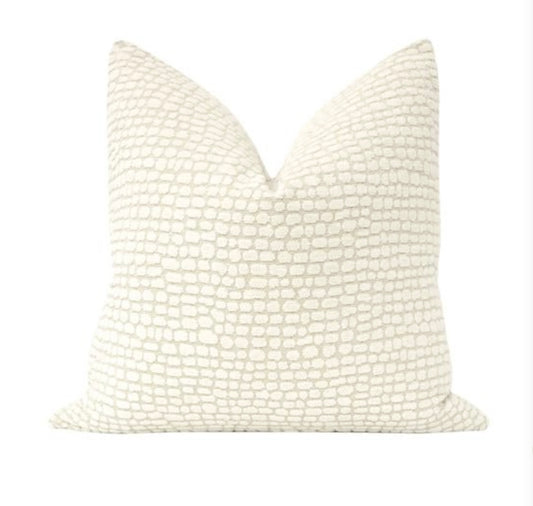 Josephine Ivory Chenille Pebble Pattern Throw Pillow Cover