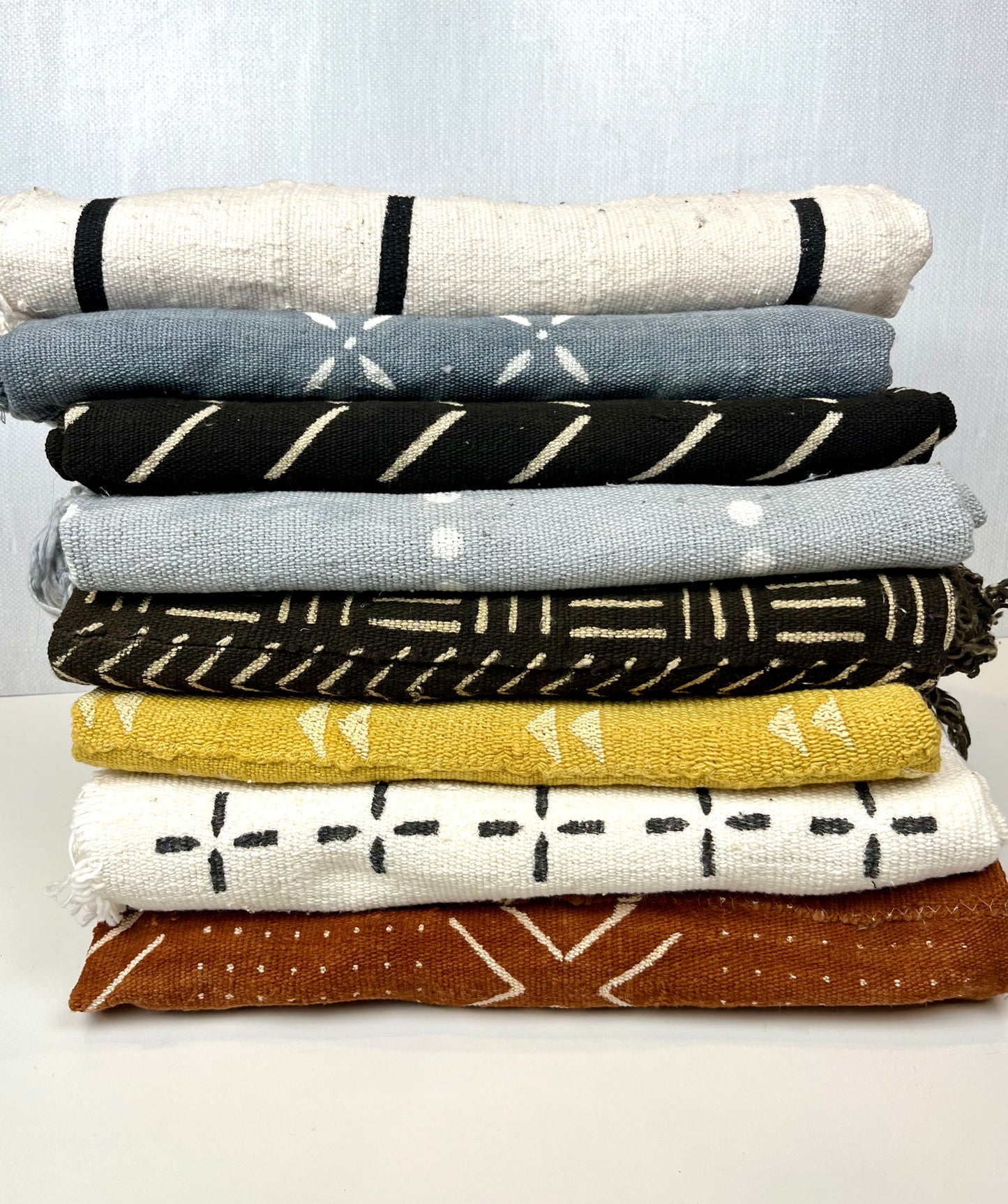 Mina White with Black Dashes African Mud Cloth Pillow Cover, Authentic Malian Mudcloth