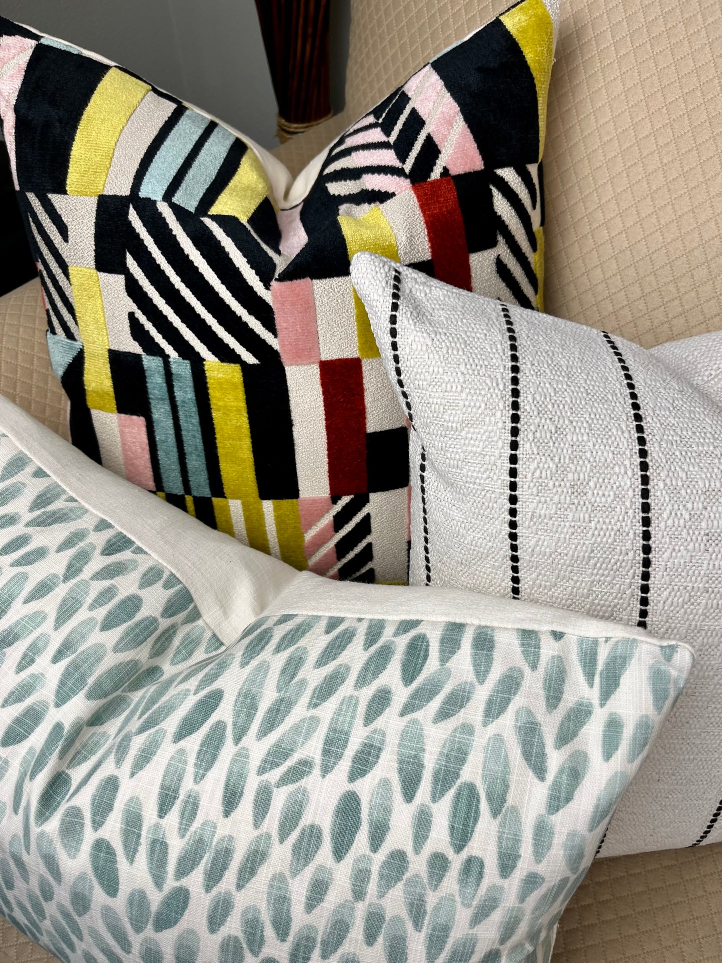Rayne Aqua and White Dots / Petal Throw Pillow