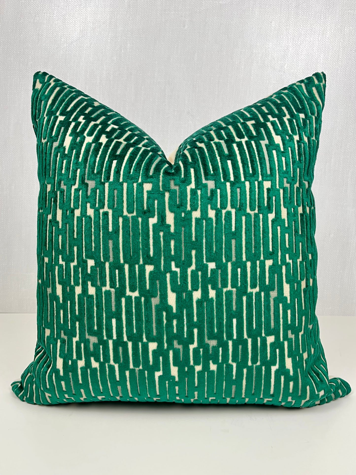 Emery Emerald Green Geometric Velvet Pillow Cover