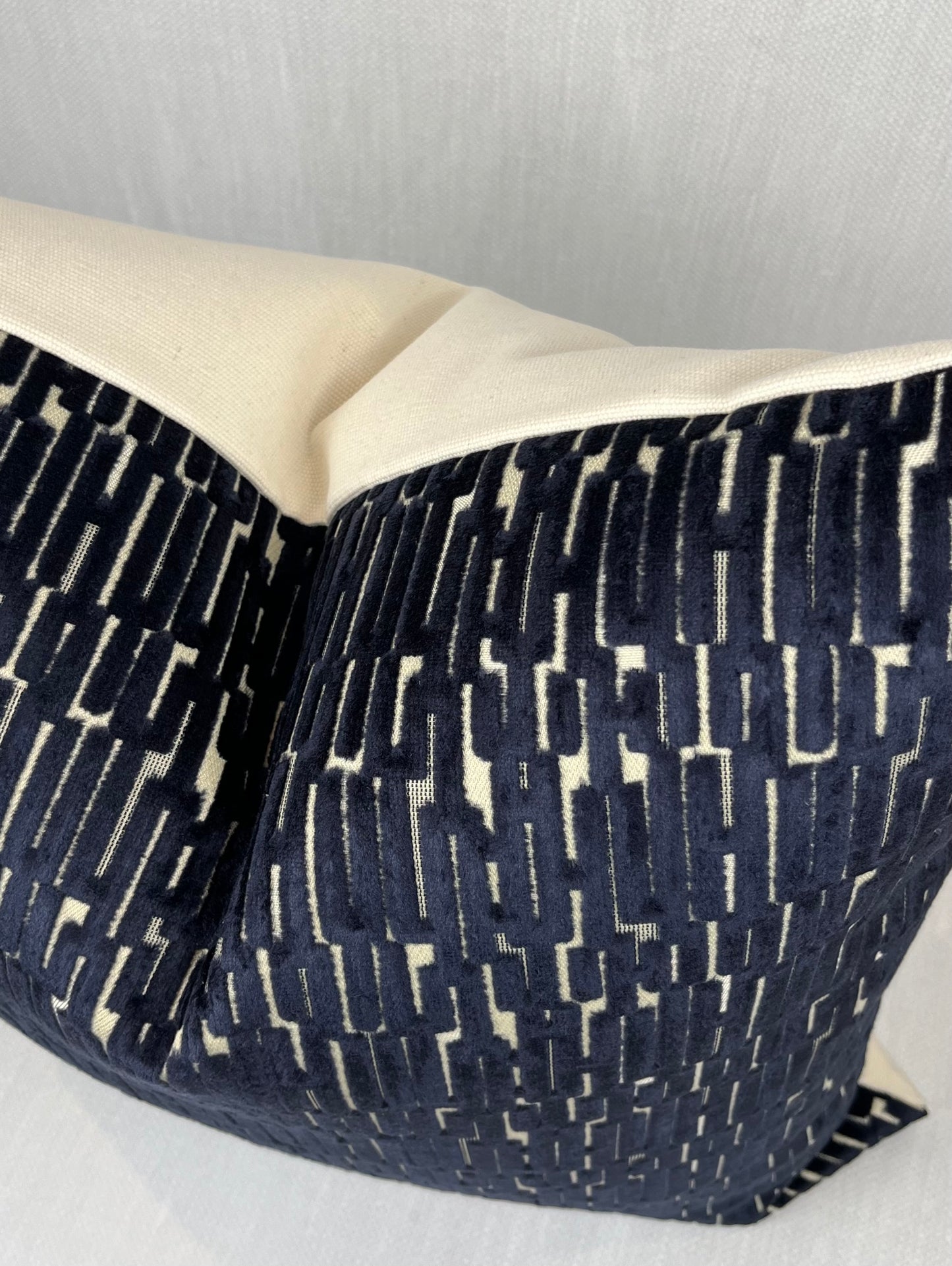 Emery Navy Blue Geometric Velvet Pillow Cover