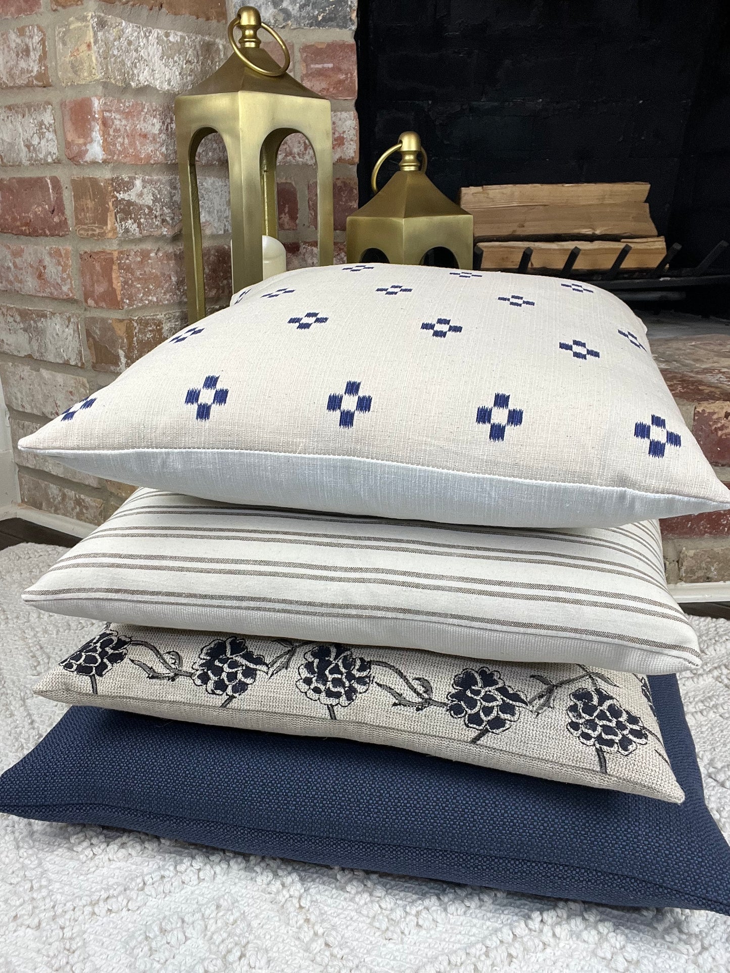 Alise Blue and Cream Dot Pillow Cover
