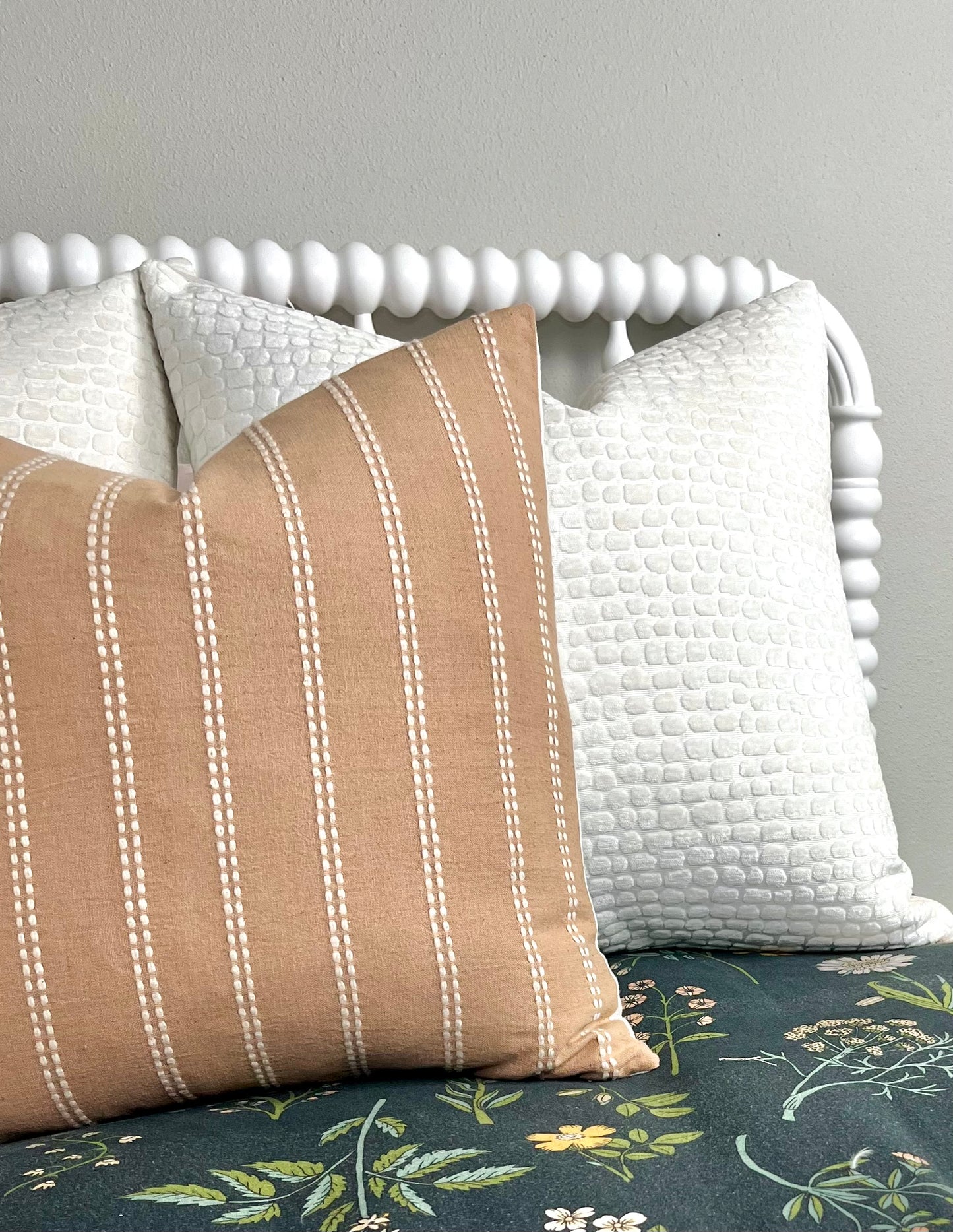Lisette Taupe and White Stripe Woven Pillow Cover