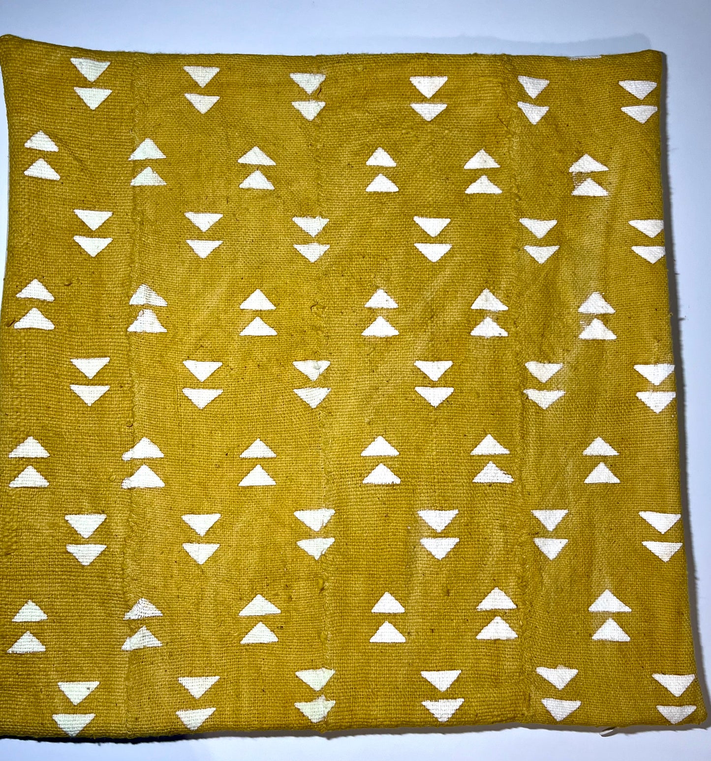 Malia Mustard Yellow Mudcloth with White Triangles Pillow Cover, Geometric