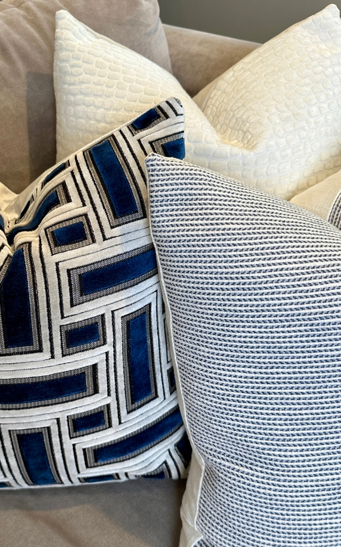 Josephine Ivory Chenille Pebble Pattern Throw Pillow Cover