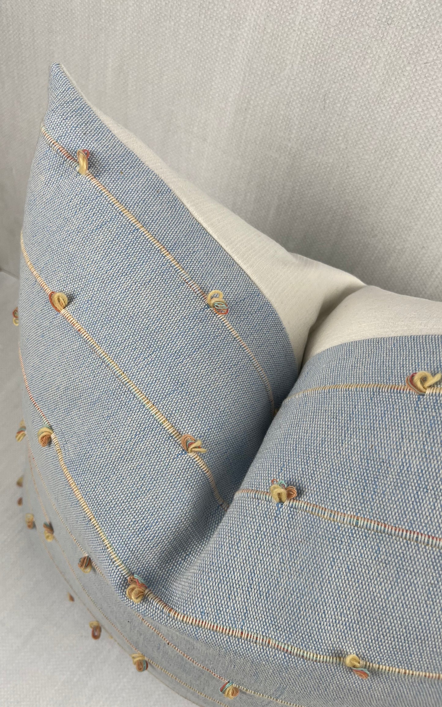 Lucy Stripe Woven Pillow Cover - Light Blue Macrame Handloom