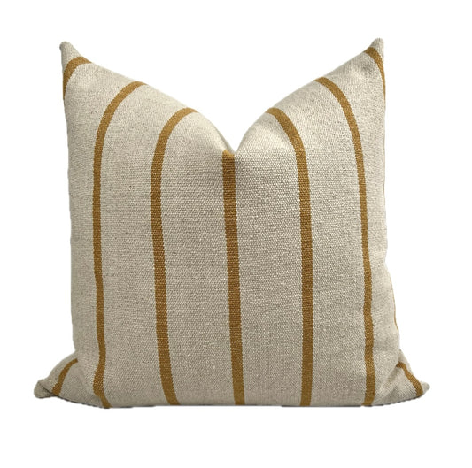 Hayden Mustard Stripe Pillow Cover - Grain Sack Heavy Weight
