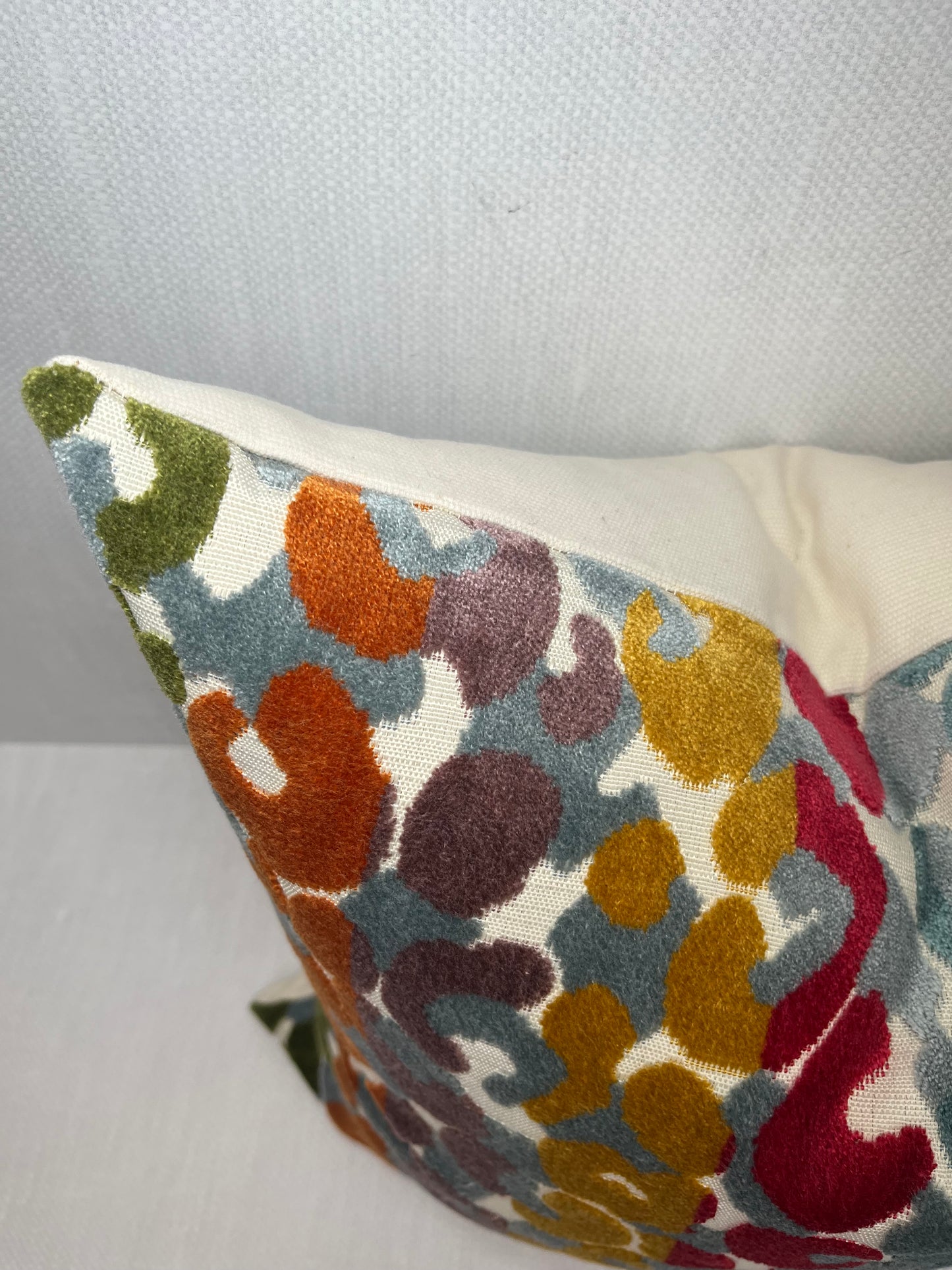Mia Multicolored Stripe Leopard Velvet Pillow Cover
