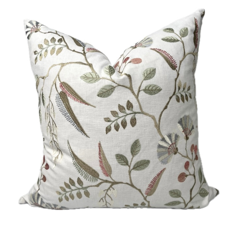 Delilah Floral Embroidered Pillow Cover