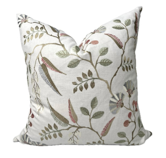Delilah Floral Embroidered Pillow Cover