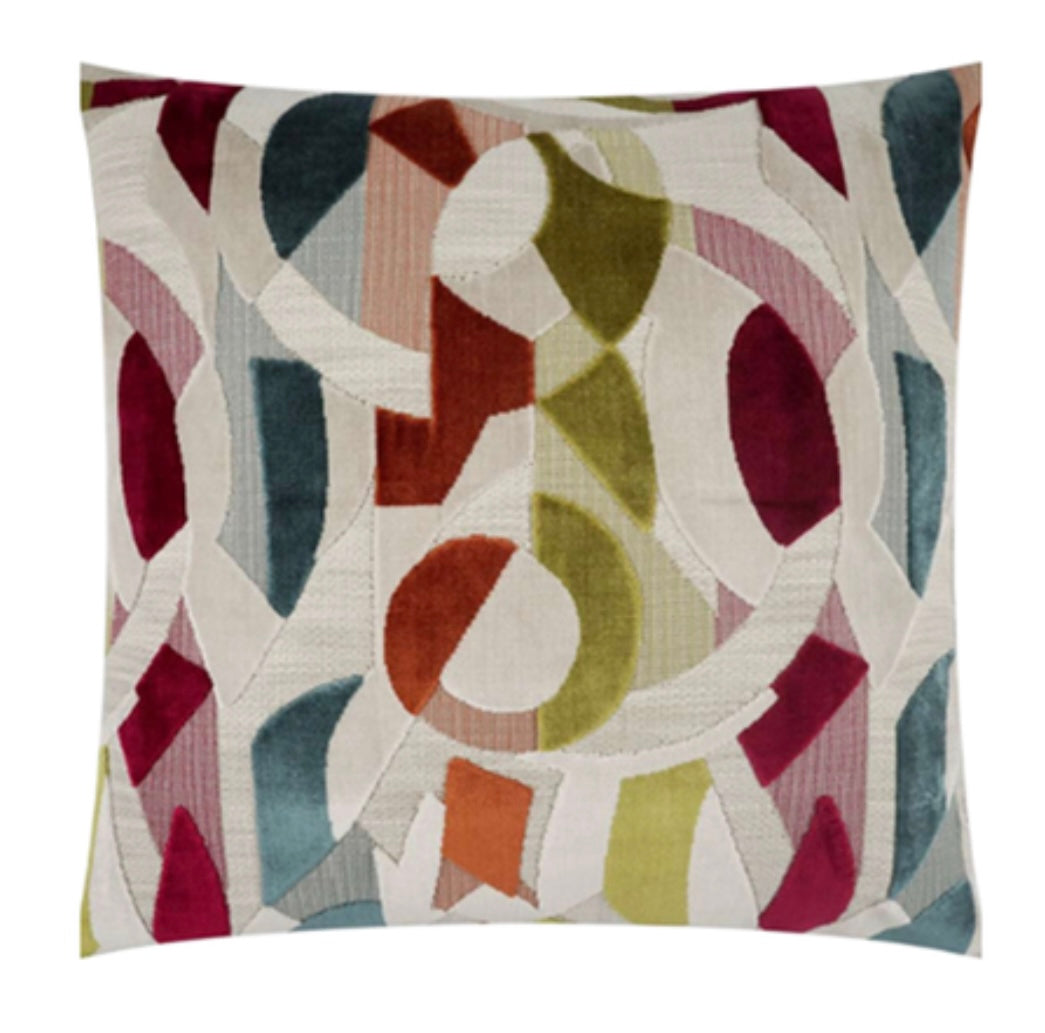 Naomi Multi Color Geometric / Abstract Velvet Throw Pillow