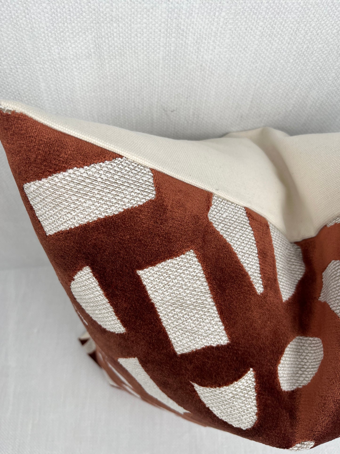 Hudson Rust Brown Abstract Velvet Pillow Cover