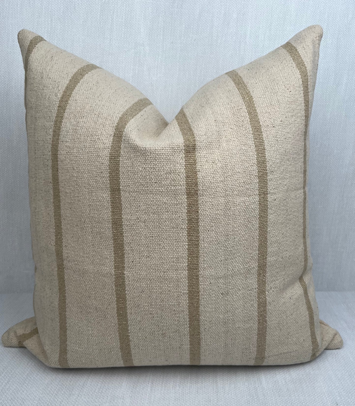 Hayden Beige Stripe Pillow Cover - Grain Sack Heavy Weight