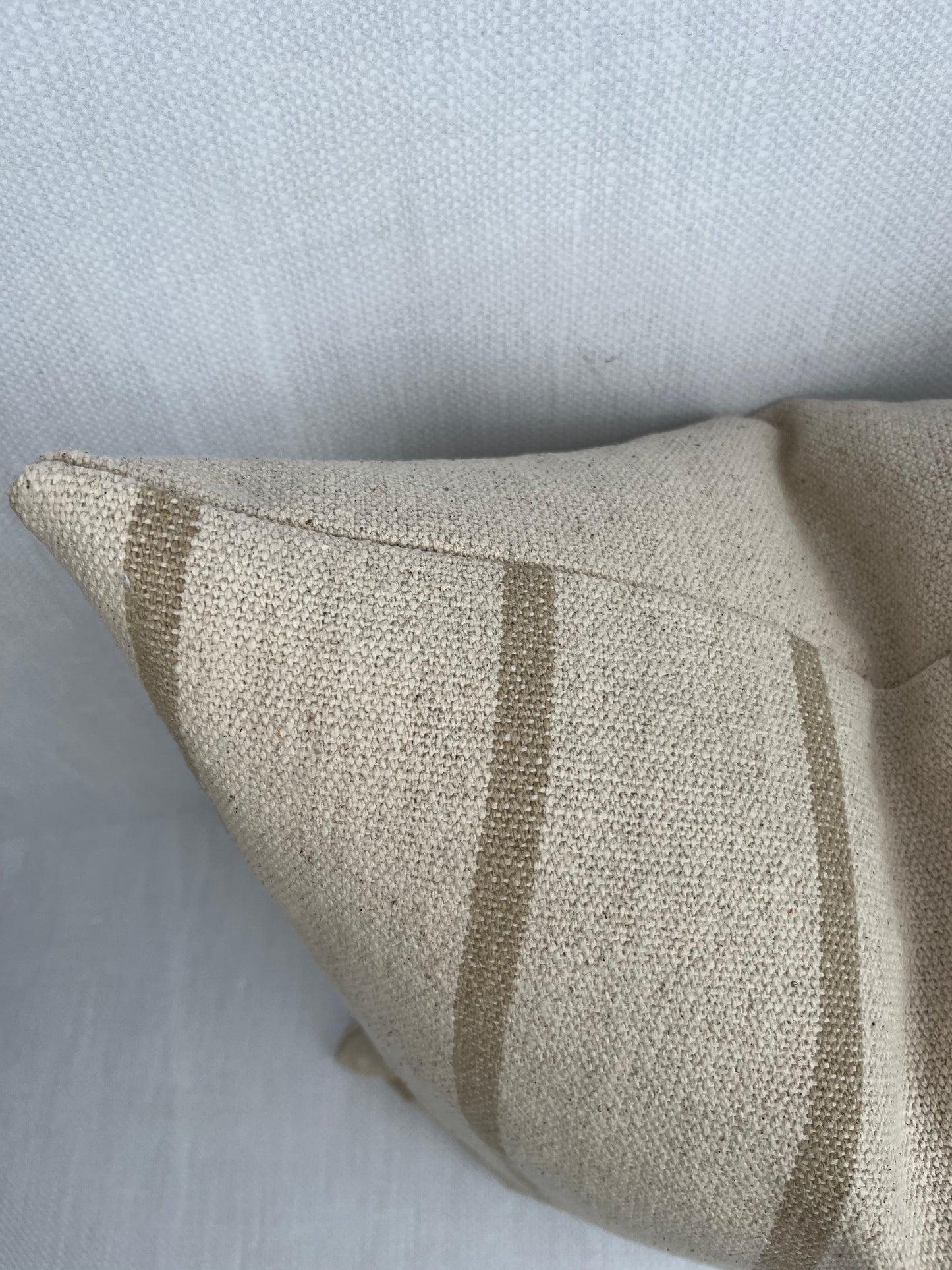 Hayden Beige Stripe Pillow Cover - Grain Sack Heavy Weight